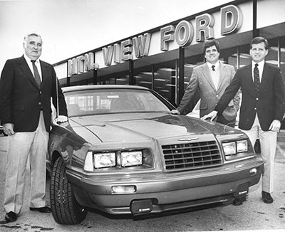 Mountain View Ford; Austin Watson (left), founder of Mtn. View Auto Group, with Don (right) and David Watson, circa 1981