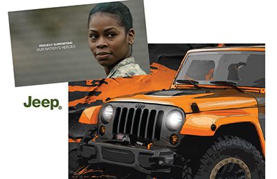Jeep; Suggesting rugged authenticity, Jeep is one of the millennial generation’s favorite brands. The company’s moving Superbowl commercials paid tribute to American troops and farmers – two “higher purpose” associations likely to resonate well with the younger demographic. 