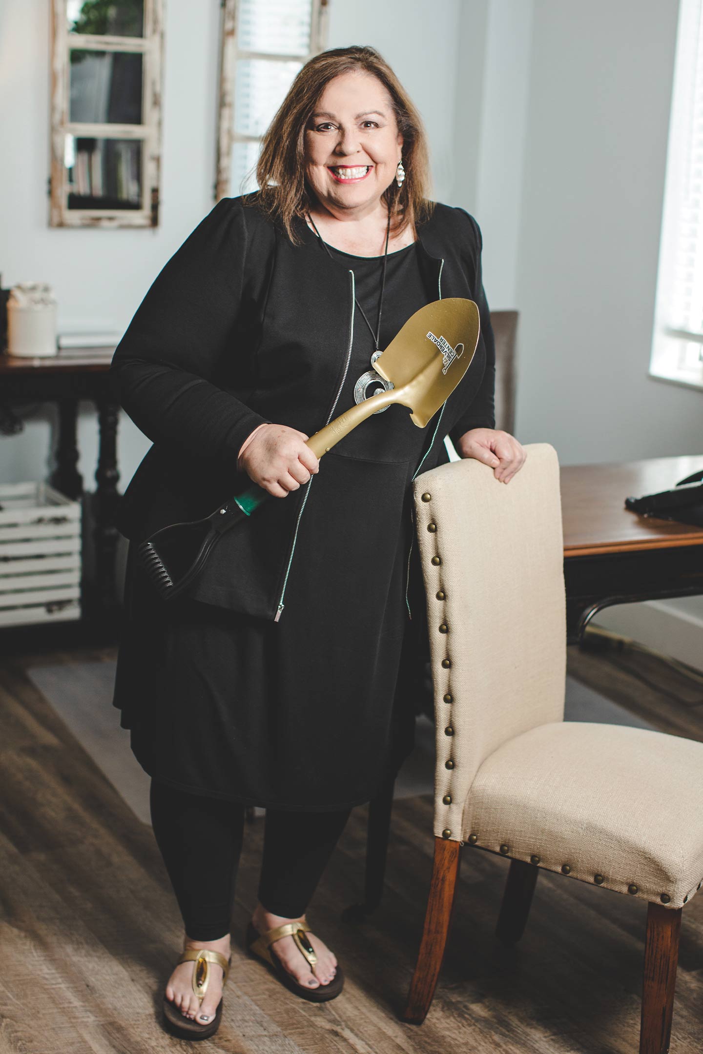 Becky Hansard Head of School, Silverdale Baptist Academy chattanooga business woman holding a shovel