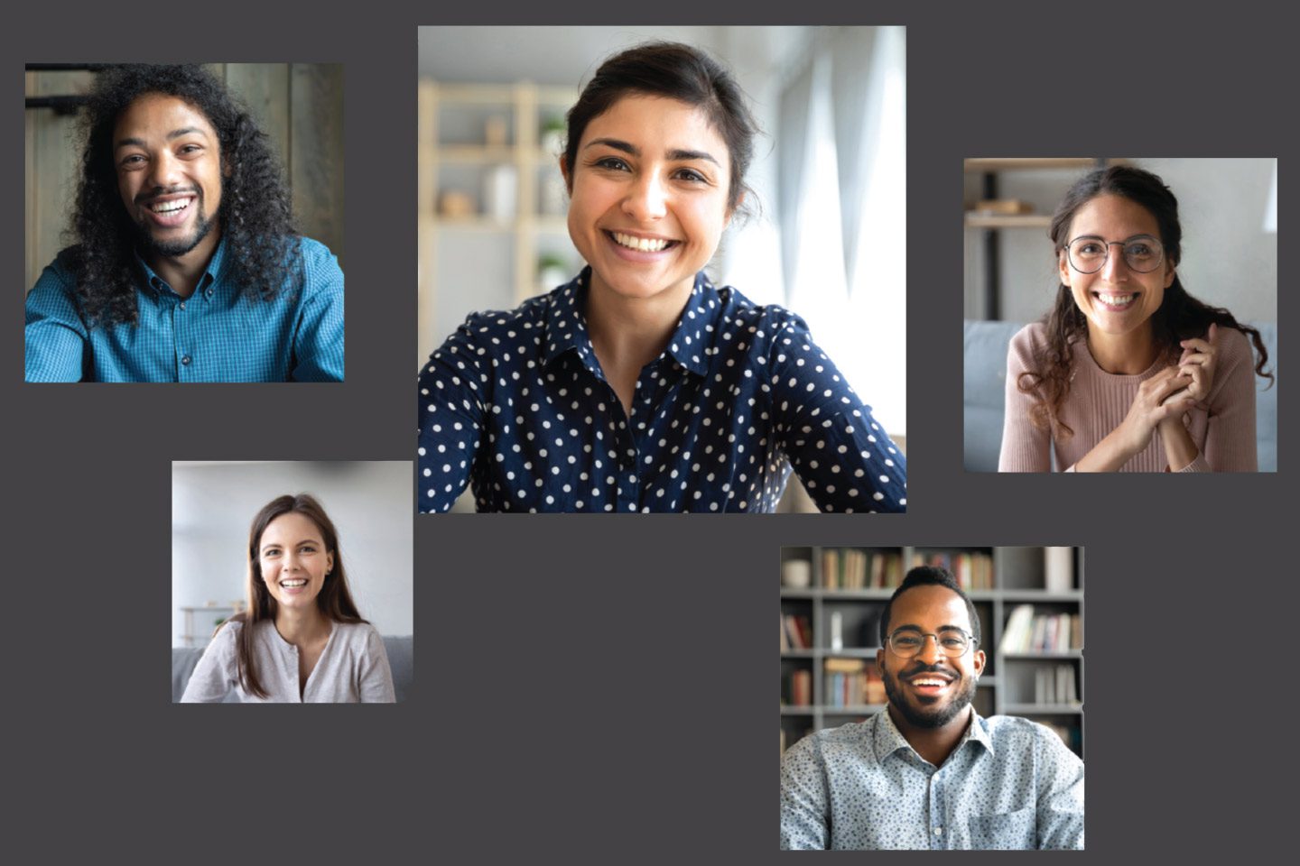 Employees video chatting as they work from home